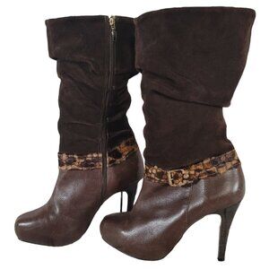 Miucha Brazilian Genuine Leather and Suede Stiletto Boots